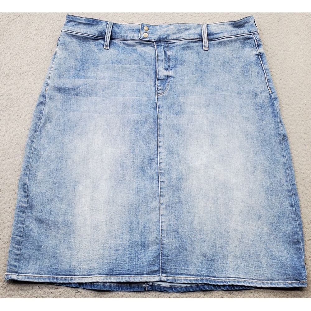 NYDJ Straight Jean Skirt Womens 14 Blue Denim Lift Tuck Technology Medium Wash